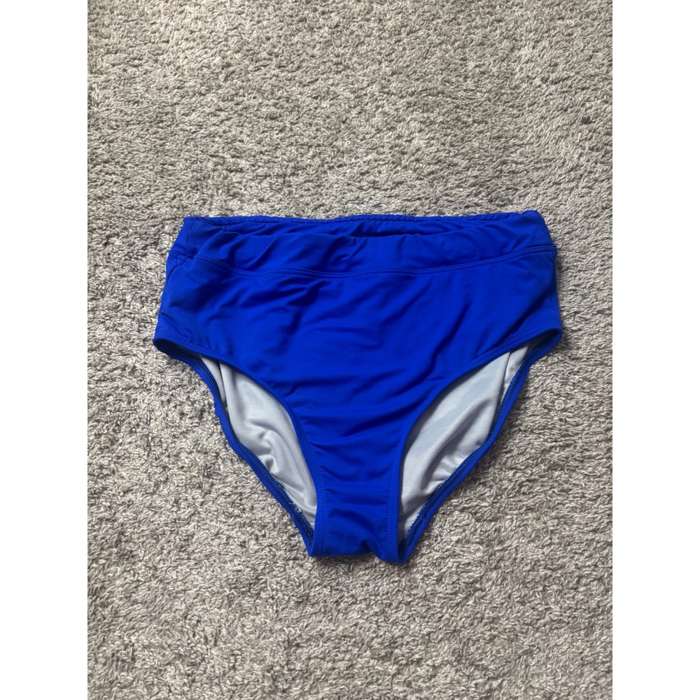 Lands End Royal Blue High Waisted Bikini Bottoms Size 10 450494